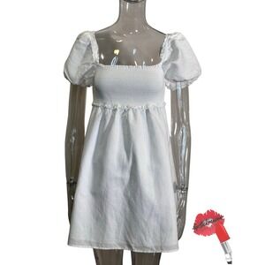 Sunday Best Artizia‎ Mini Dress Women Medium White Short Sleeve Linen Blend